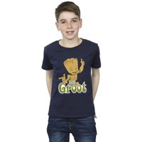 Guardians Of The Galaxy Boy's Groot Dancing T-Shirt in Navy | Size: 12-13 Years