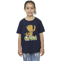Guardians Of The Galaxy Girl's Groot Dancing Cotton T-Shirt in Navy | Size: 3-4 Years