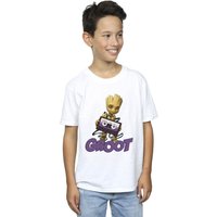 Guardians Of The Galaxy Boy's Groot Casette T-Shirt in White | Size: 7-8 Years