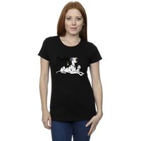 Disney Women's 101 Dalmatians Top Dog Cotton T-Shirt in Black | Size: Medium