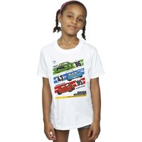 Disney Girl's Cars Piston Cup Champions Cotton T-Shirt in White | Size: 5-6 Years