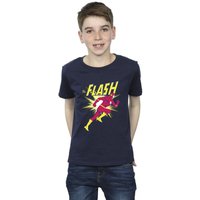 DC Comics Boy's The Flash Running T-Shirt in Navy | Size: 12-13 Years