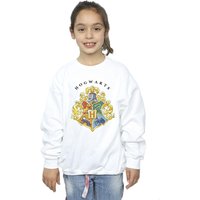 Harry Potter Girl's Hogwarts School Emblem Sweatshirt in White | Size: 7-8 Years