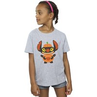 Disney Girl's Lilo & Stitch Pumpkin Costume Cotton T-Shirt in Grey | Size: 7-8 Years