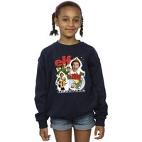 Elf Girl's Buddy Collage Sweatshirt in Navy | Size: 5-6 Years