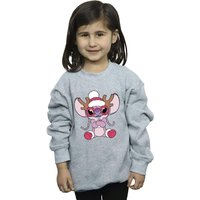 Disney Girl's Lilo & Stitch Angel Reindeer Sweatshirt in Grey | Size: 5-6 Years