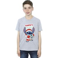 Disney Boy's Lilo & Stitch Santa´s Here T-Shirt in Grey | Size: 12-13 Years
