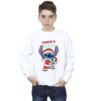Disney Boy's Lilo & Stitch Santa´s Here Sweatshirt in White | Size: 5-6 Years