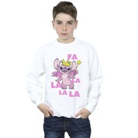 Disney Boy's Lilo & Stitch Angel Fa La La Sweatshirt in White | Size: 12-13 Years