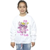 Disney Girl's Lilo & Stitch Angel Fa La La Sweatshirt in White | Size: 12-13 Years