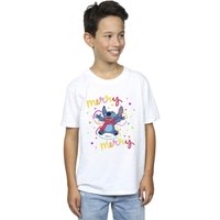 Disney Boy's Lilo & Stitch Merry Rainbow T-Shirt in White | Size: 9 Years
