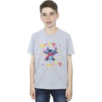Disney Boy's Lilo & Stitch Merry Rainbow T-Shirt in Grey | Size: 5-6 Years