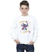 Disney Boy's Lilo & Stitch Merry Rainbow Sweatshirt in White | Size: 9 Years