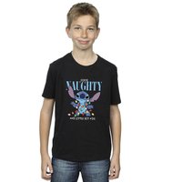 Disney Boy's Lilo & Stitch Naughty & Nice T-Shirt in Black | Size: 9 Years