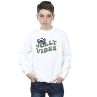 Disney Boy's Lilo & Stitch Jolly Chilling Vibes Sweatshirt in White | Size: 12-13 Years