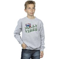 Disney Boy's Lilo & Stitch Jolly Chilling Vibes Sweatshirt in Grey | Size: 9 Years
