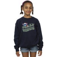 Disney Girl's Lilo & Stitch Jolly Chilling Vibes Sweatshirt in Navy | Size: 3-4 Years