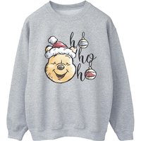Disney Men's Winnie The Pooh Ho Ho Ho Baubles Sweatshirt in Grey | Size: Large