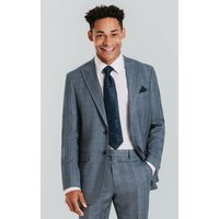Light Blue Check Peak Lapel Suit Jacket 38R