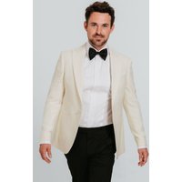 Slim Fit Peak Lapel Tuxedo Jacket Cream