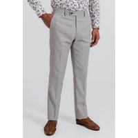 Dobell Men's Light Grey Linen Suit Trousers | Size: 38R