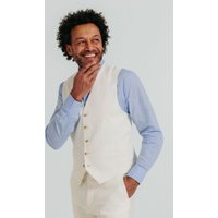 Off White Linen Twill Waistcoat