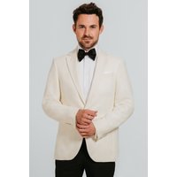 White Notch Lapel 2 Piece Tuxedo Trousers Cream