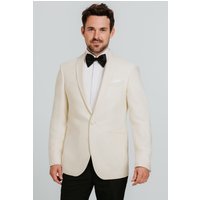 White Shawl Lapel 2 Piece Tuxedo Trousers Cream