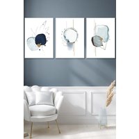 ARTZE Abstract Blue Winter Moods Angel Framed Wall Art - Large in White | Size: W53 cm x H73 cm x D20mm