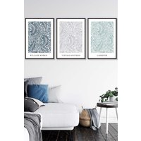 ARTZE Set of 3 Black Framed William Morris Vintage Larkspur Spring Colours Wall Art | Size: W45 cm x H62 cm x D20mm