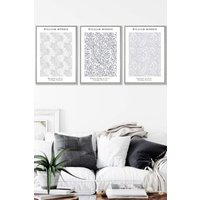 ARTZE Set of 3 Light Grey Framed Light Grey William Morris Vintage Floral Wall Art | Size: W33 cm x H45 cm x D20mm
