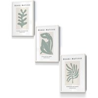 ARTZE Matisse Floral & Nude in Green & Beige Framed Wall Art - Small in White | Size: W33 cm x H45 cm x D20mm