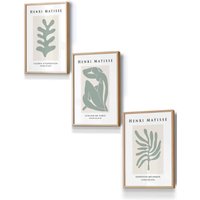 ARTZE Matisse Floral & Nude in Green & Beige Framed Wall Art - Small in Light Oak | Size: W33 cm x H45 cm x D20mm