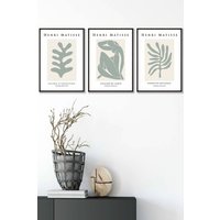 ARTZE Matisse Floral & Nude in Green & Beige Framed Wall Art - Medium in Black | Size: W45 cm x H62 cm x D20mm