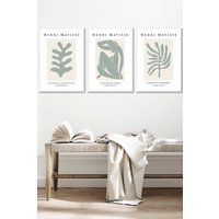ARTZE Matisse Floral & Nude in Green & Beige Framed Wall Art - Medium in White | Size: W45 cm x H62 cm x D20mm