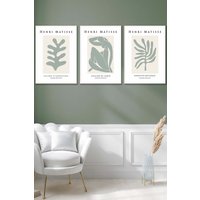 ARTZE Matisse Floral & Nude in Green & Beige Framed Wall Art - Large in White | Size: W53 cm x H73 cm x D20mm