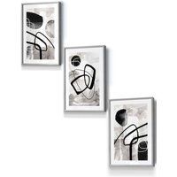 ARTZE Abstract Black Grey Watercolour Shapes Framed Wall Art - Small in Light Grey | Size: W33 cm x H45 cm x D20mm