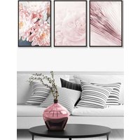 ARTZE Abstract Pink Macro Floral Framed Wall Art - Large in Black | Size: W53 cm x H73 cm x D20mm