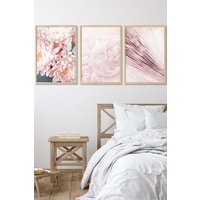 ARTZE Abstract Pink Macro Floral Framed Wall Art - Large in Light Oak | Size: W53 cm x H73 cm x D20mm