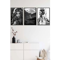 ARTZE Warrior Women Photo Art Quote Framed Wall Art - Medium in Black | Size: W45 cm x H62 cm x D20mm