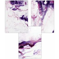 ARTZE Set of 3 Purple Pink Abstract Ocean Waves Art Posters | Size: W59 cm x H84 cm