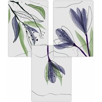 ARTZE Set of 3 Graphical Line Art Spring Tulips Art Posters in Pink | Size: W59 cm x H84 cm