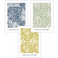 ARTZE Set of 3 Blue Yellow Green William Morris Vintage Floral Art Posters | Size: W30 cm x H42 cm