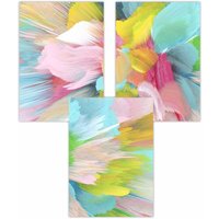 ARTZE Set of 3 Abstract Bright Painted Fractal Art Posters | Size: W30 cm x H42 cm