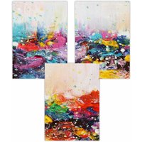 ARTZE Set of 3 Abstract Colourful Paint Splashes Art Posters | Size: W30 cm x H42 cm