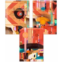 ARTZE Set of 3 Geometric Modern Abstract in Orange Art Posters | Size: W59 cm x H84 cm