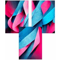 ARTZE Set of 3 Geometric Abstract Bright Blue & Hot Pink Deco Shapes Art Posters | Size: W50 cm x H70 cm