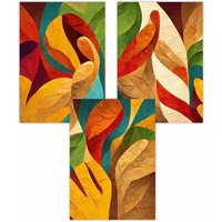 ARTZE Set of 3 Abstract Colourful Retro Textured Shapes Art Posters | Size: W42 cm x H59 cm