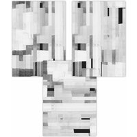 ARTZE Set of 3 Abstract Paper Blocks in Black Grey Art Posters in Mid Grey | Size: W42 cm x H59 cm
