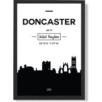 ARTZE Doncaster Black & White City Skyline Framed Print SIZE: A4 with Black Frame